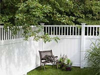 <b>6 foot white vinyl closed spindle top privacy fence</b>